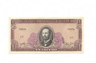 Bank Of Chile 1 Escudo 1962 - 1975 Aunc