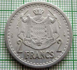 Monaco Louis Ii No Date 1943 2 Francs,  Aluminum