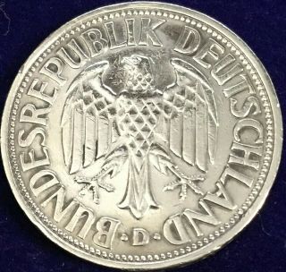 Vintage 1950 German 1 Deutsche Mark Coin Xf