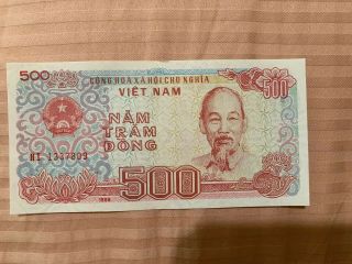 Vietnam 500 Dong,  1988 Unc World Vietnamese Currency