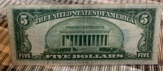 1934 - D $5 DOLLAR BILL SILVER CERTIFICATE FRN NOTE BLUE SEAL BANKNOTE PAPER MONEY 4