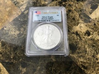 2012 American Eagle 1oz Silver Bullion Coin • Pcgs Ms 69 • First Strike