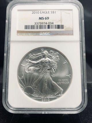 2010 $1 American Silver Eagle Ngc Ms69 (1930)
