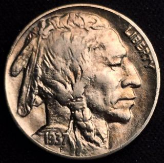 1937 D 5c Buffalo Nickel Au About Uncirculated