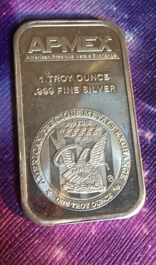1 Oz.  Silver Bar, .  999 Fine Silver,  One Troy Ounce,  Apmex