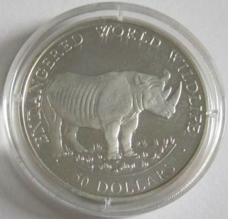 Cook Islands 50 Dollars 1990 Wildlife Black Rhinoceros Silver