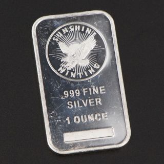999 Fine Silver - Sunshine Minting Eagle Bullion Ingot Bar - 1 Troy Oz