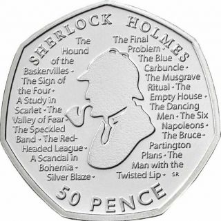 United Kingdom 50 Pence Qe Ii Sherlock Holmes 2019 Unc Coin