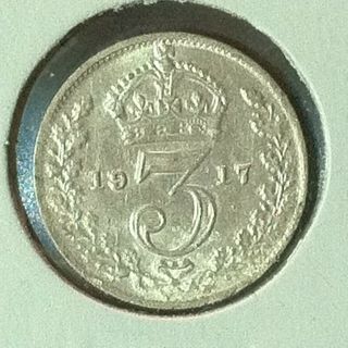 Great Britain 3 Pence Silver Km 813 Au 1917