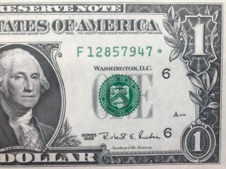 1995 Wow Star Note $1 Dollar Bill (atlanta  F “),  Uncirculated