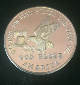 Tri - State Refining 1776 - 1976 God Bless America.  999 Fine 1 Oz Silver Round
