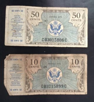 50 Cent & 10 Cent Military Payment Certificates Series 472