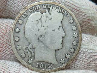 1912 D Silver Barber Half Dollar Full Rims And A Little Bit Of Liberty