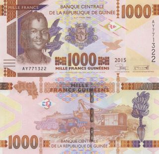 Guinea 1000 Francs (2015) - Girl/ore Mining/p48 Unc
