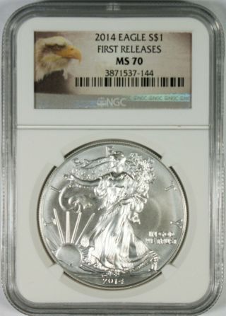 2014 $1 American Silver Eagle Coin Ngc Ms70 First Releases