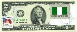 $2 Dollars 2013 Stamp Cancel Flag Un From Nigeria Lucky Money $99.  95