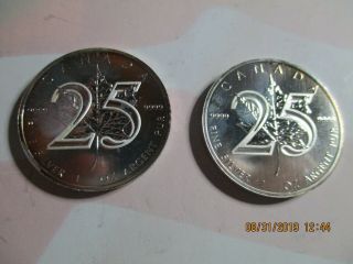 Canada.  9999 Fine Silver $5 Maple Leaf Silver Quantity Of 2 (toned)