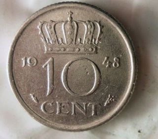 1948 Netherlands 10 Cents - One Year Type - - Netherlands Bin E