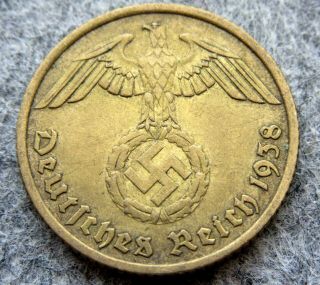 Germany Third Reich 1938 F 10 Reichspfennig Swastika