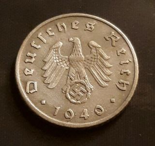 1940 F Nazi Germany Third Reich 5 Pfenning,  Coin