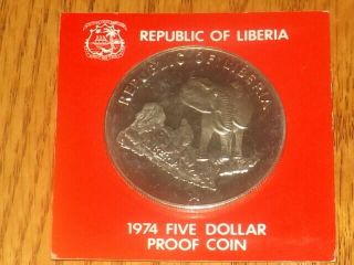 Republic Of Liberia 1974 5 Dollar Proof Coin