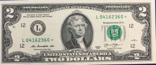 2013 $2 Dollar Federal Reserve Star Note Choice Crisp Uncirculated