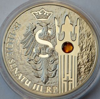 Poland,  20 Zlotych 2004,  15th Anniversary Of Polish Senate,  Amber,  Silver Coin