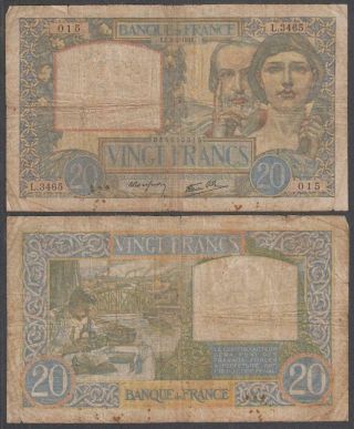 France - Banque De France,  20 Francs,  1941,  F,  (some Small Edge Tears),  P - 92 (b)