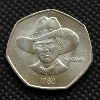 Nicaragua 5 Córdobas 1980.  Km44.  7 - Gon Coin.  North America.  Uncirculated.