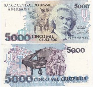 Brazil - 5000 Cruzeiros 1993 P.  232c Unc Lemberg - Zp