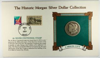 1890 Cc Morgan Silver Dollar $1 Coin W/ Stamp Card From Carson City