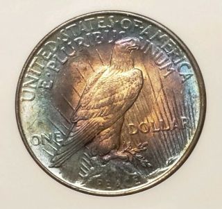 1922 Silver Peace Dollar,  unbelievable RAINBOW TONED coin in slab 2