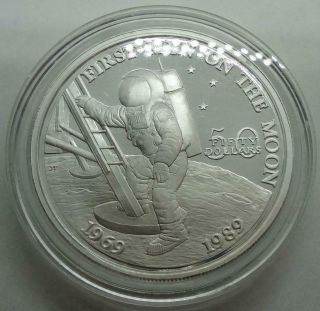 1989 Marshall Islands,  50 Dollars Proof.  999 Silver,  First Men On The Moon
