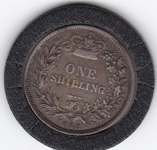 Sharp 1868 Queen Victoria Sterling Silver Shilling British Coin