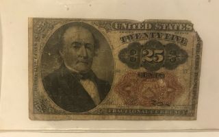 1874 25 Cent 5th Issue Fractional Currency Note Us Paper Money