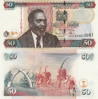Kenya 50 Shillings (16.  7.  2010) - Kenyatta/elephant Tusks/p47e Unc