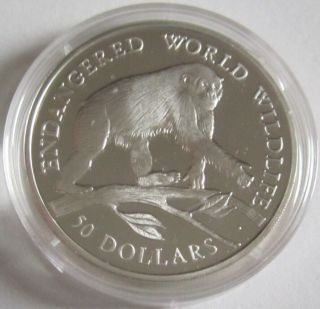 Cook Islands 50 Dollars 1990 Wildlife Chimpanzee Silver