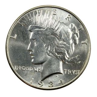 1934 - P $1 Peace Silver Dollar Ch/gem Bu