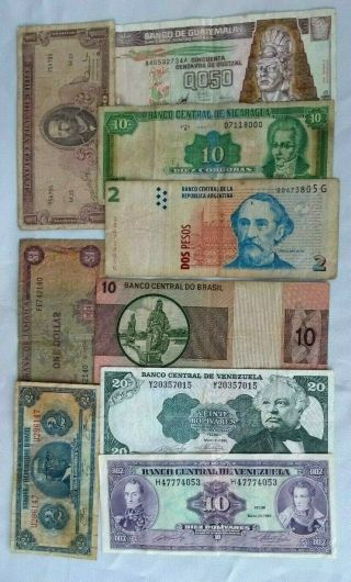 9 Pc.  World Paper Money South America