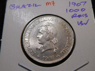 M7 Brazil 1907 1000 Reis Bu