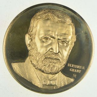 24k Gold Gild Ulysses S.  Grant.  925 Sterling Silver 40.  7 Grams Round 617