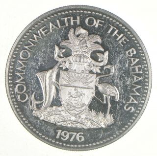 Silver - Huge - 1976 Bahamas 5 Dollars - World Silver Coin 43.  2 Grams 735