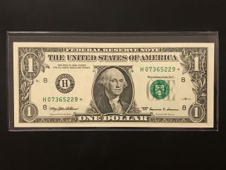 Wow Star Note 1999 $1 Dollar Bill (st Louis “h”),  Uncirculated