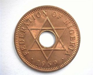 Nigeria 1959 Half Penny Gem Uncirculated Red