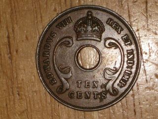British East Africa 1936 10 Cents Coin Very Fine Edward Viii
