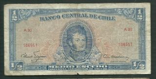 Chile 1962 - 75 1/2 Escudo P 134a Circulated