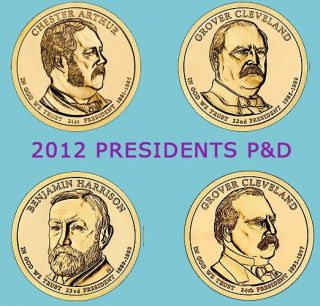 2012 All 8 Presidential Golden Dollars P&d Set From Roll Uncircltd
