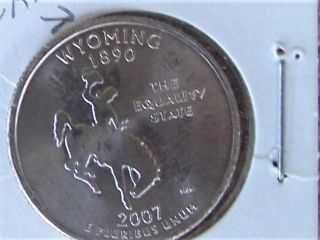 5 Coin Total 2007 Wyoming State Quarter With Lamination Error Both Sides Unc