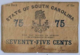 Csa Bank Of South Carolina Fractional Bank Note,  75 Cents,  Issued 2/1/63