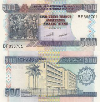Burundi 500 Francs (01.  09.  2011) - Native Painting/bank/p45b Unc